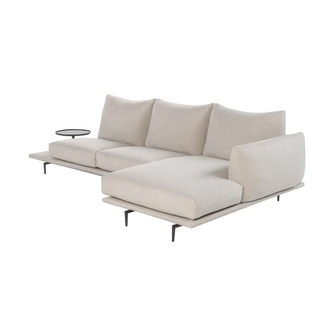 Helles modulares Sofa Dragees mit seitlichem Beistelltisch