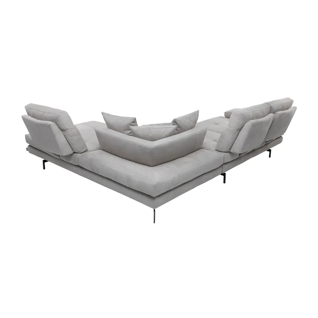Graues Ecksofa Toby Wing mit modularer Rückenlehne von hinten